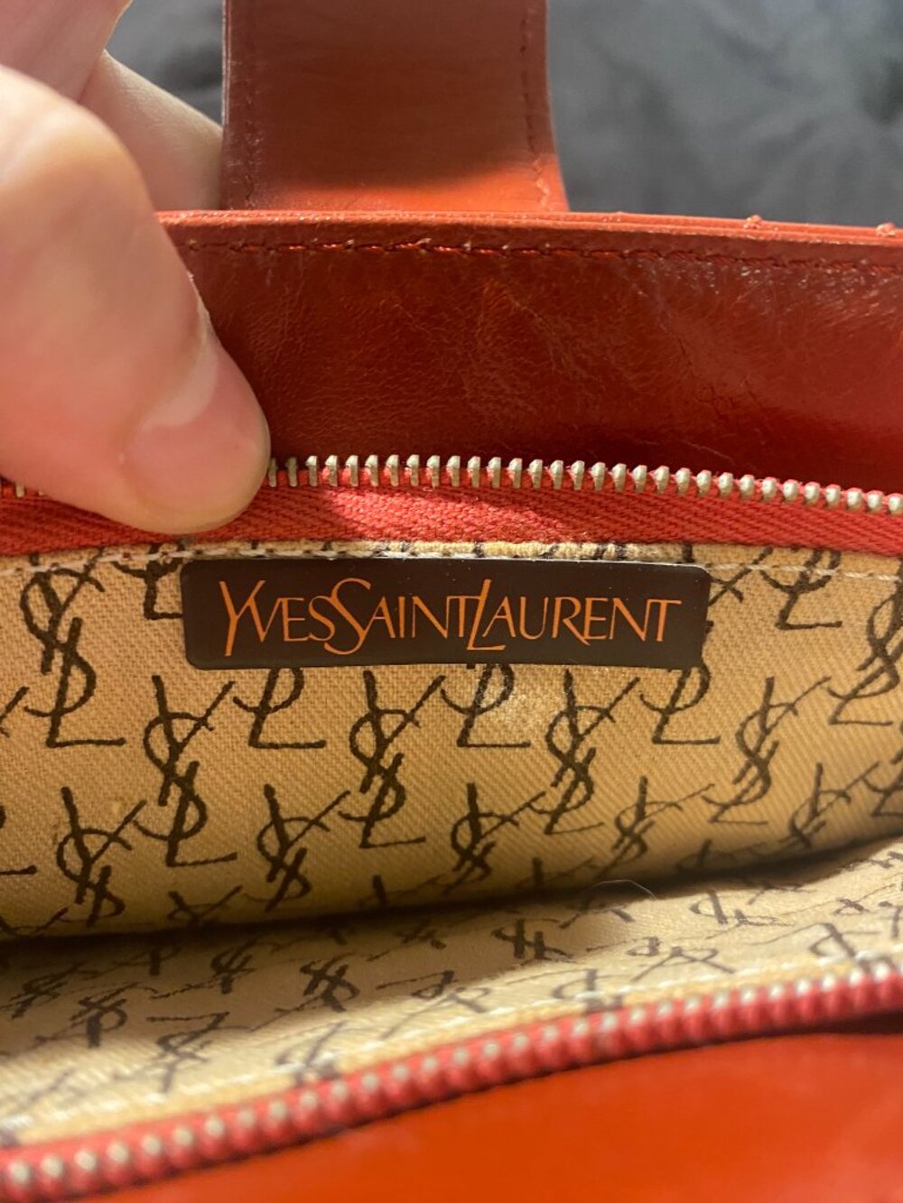 EUC Vintage Terracota Leather Yves Saint Laurent Clutch FULL INCLUSION - Picture 7 of 9